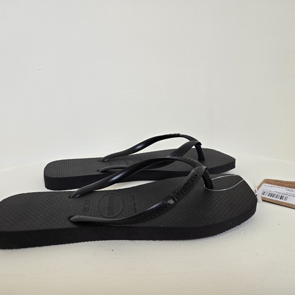 NWT-Havaianas Women's Slim Square Toe Flip Flops in Black-Size 6 - Picture 5 of 8